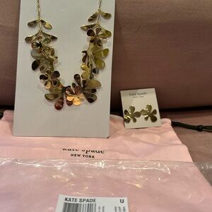 Kate Spade Gold Leaf Necklace and Earring Set - Like New